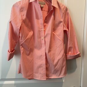 Banana Republic Orange Striped Button-Up Shirt